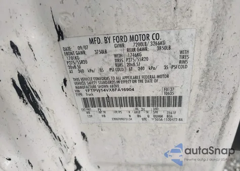 2008 Ford F-150 Lariat from USA, damaged, VIN 1FTPW14VX8FA16904